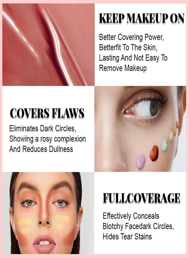 QIDSTERS Under Eye Concealer for Women, 24 Hour Pink Full Coverage Brightening Concealer for Dark Circles Fine Lines Redness & Discoloration, Waterproof Foundation Color Corrector, 06 - Image 4